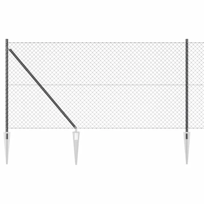 vidaXL Valla de eslabones de cadena con postes Gris 1 x 25 m Acero (5)