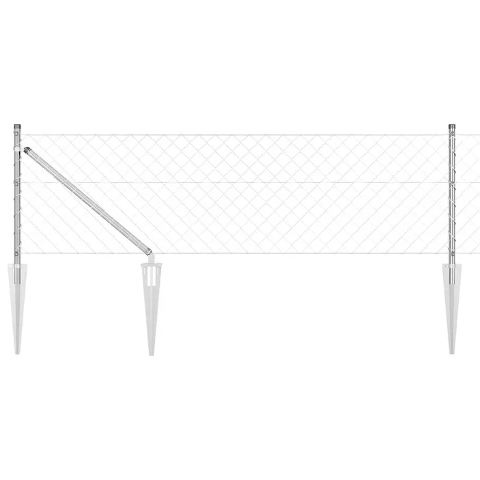 vidaXL Valla de eslabones de cadena con postes Plateado 0.4 x 10 m (4)