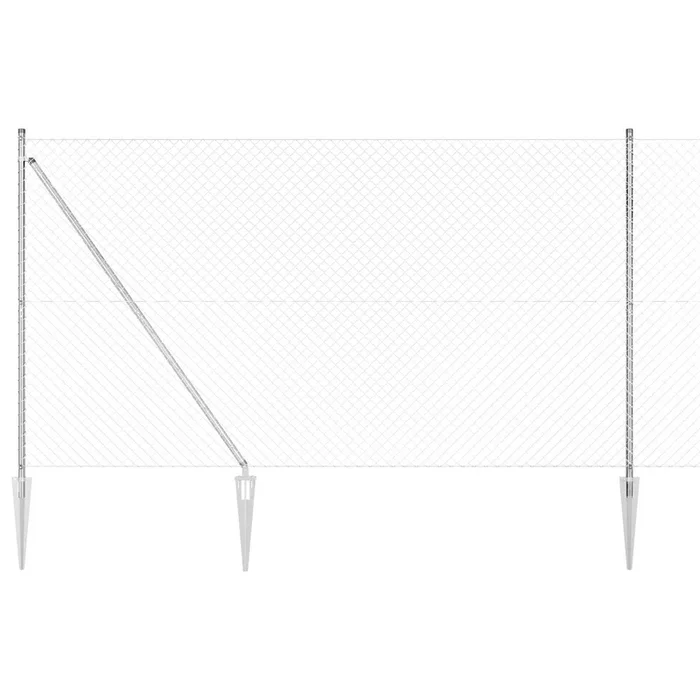vidaXL Valla de eslabones de cadena con postes Plateado 1.6 x 10 m (3)