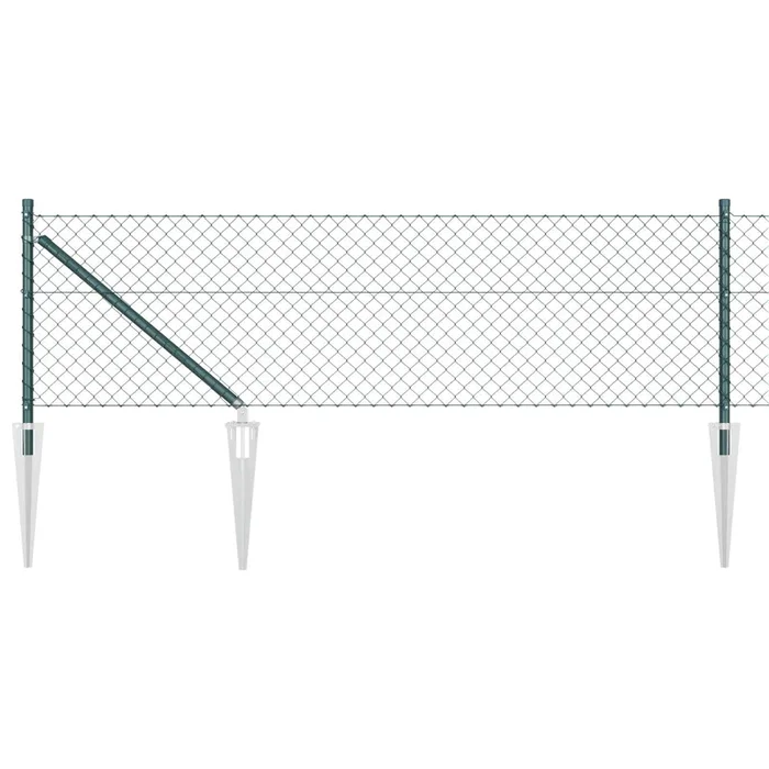 vidaXL Valla de eslabones de cadena con postes Verde 0.4 x 10 m Acero (5)
