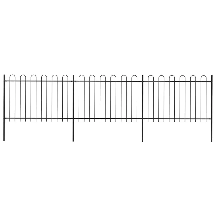 vidaXL Valla de jardín con aro superior de acero 537×120 cm negra