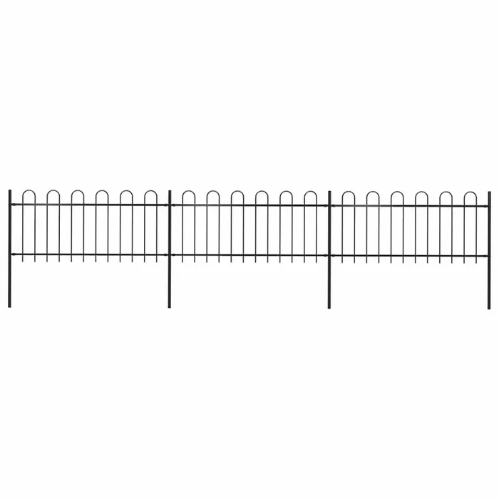 vidaXL Valla de jardín con aro superior de acero 537×80 cm negra