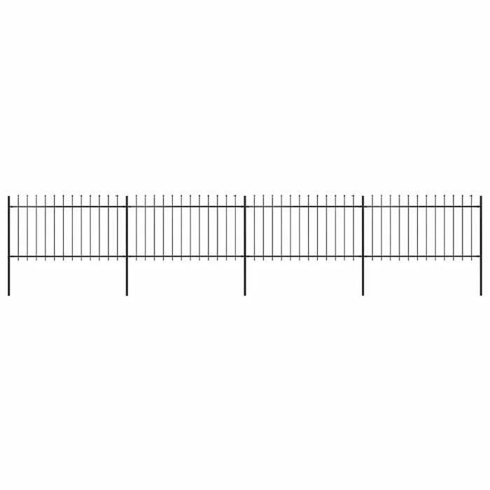 vidaXL Valla de jardín con punta de lanza de acero 714,5×100 cm negra (2)