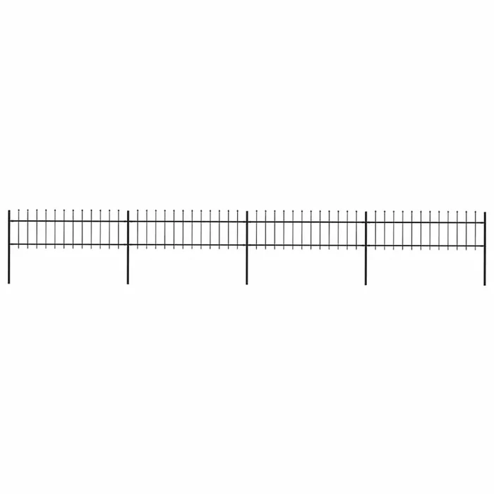 vidaXL Valla de jardín con punta de lanza de acero 714,5×60 cm negra