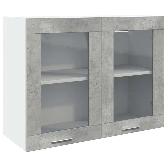 vidaXL Vitrina colgante «Lyon» gris hormigón 80x31x60 cm