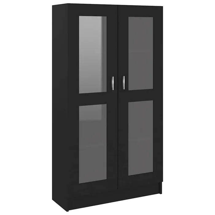 vidaXL Vitrina de madera contrachapada negro 82,5×30,5×150 cm
