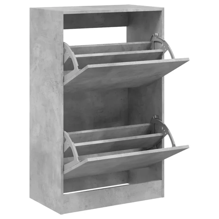 vidaXL Zapatero de madera de ingeniería gris hormigón 60x34x96,5 cm