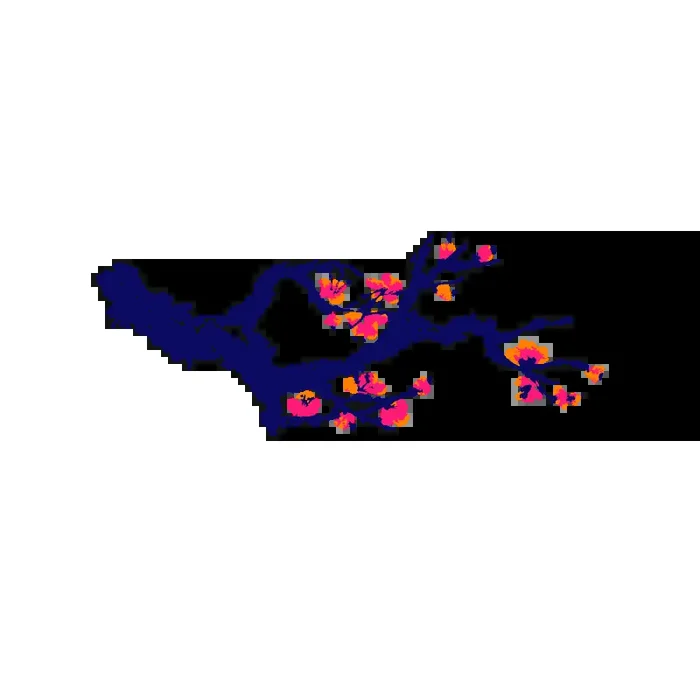 Vinilo Decorativo Floral FL301, Mediano, Azul Oscuro 8238-01, Magenta 8258-06, Naranja 8208-04, Original