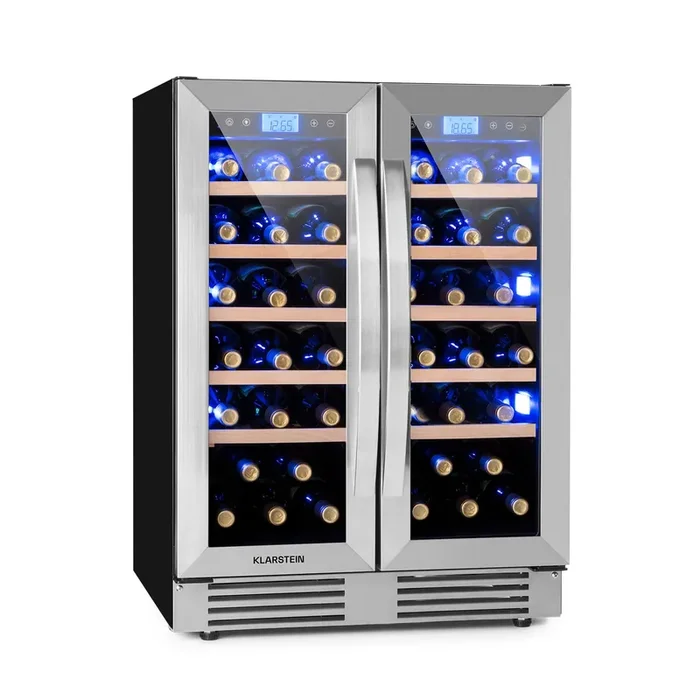 Vinovilla 42 Twin Built-In Duo Vinoteca de dos zonas, 126 litros, 42 botellas y cristal de 3 colores Must-Have
