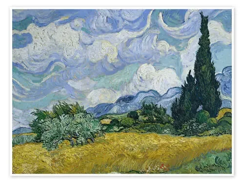 Wheat Field with Cypresses,1889 de Vincent van Gogh Bridgeman Images