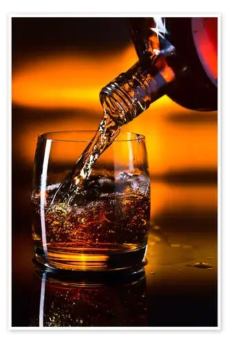 whiskey and ice on a glass table Editors Choice