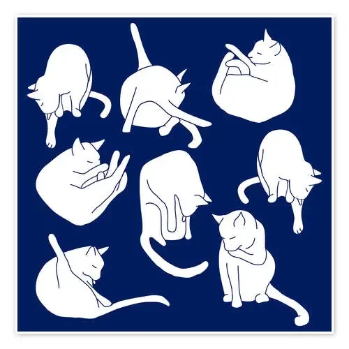 White Cats on Indigo Blue de Nic Squirrell