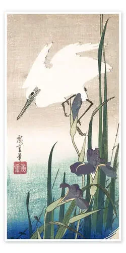 White heron and iris de Utagawa Hiroshige Master Collection