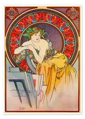 Woman with drawings de Alfons Mucha Master Collection
